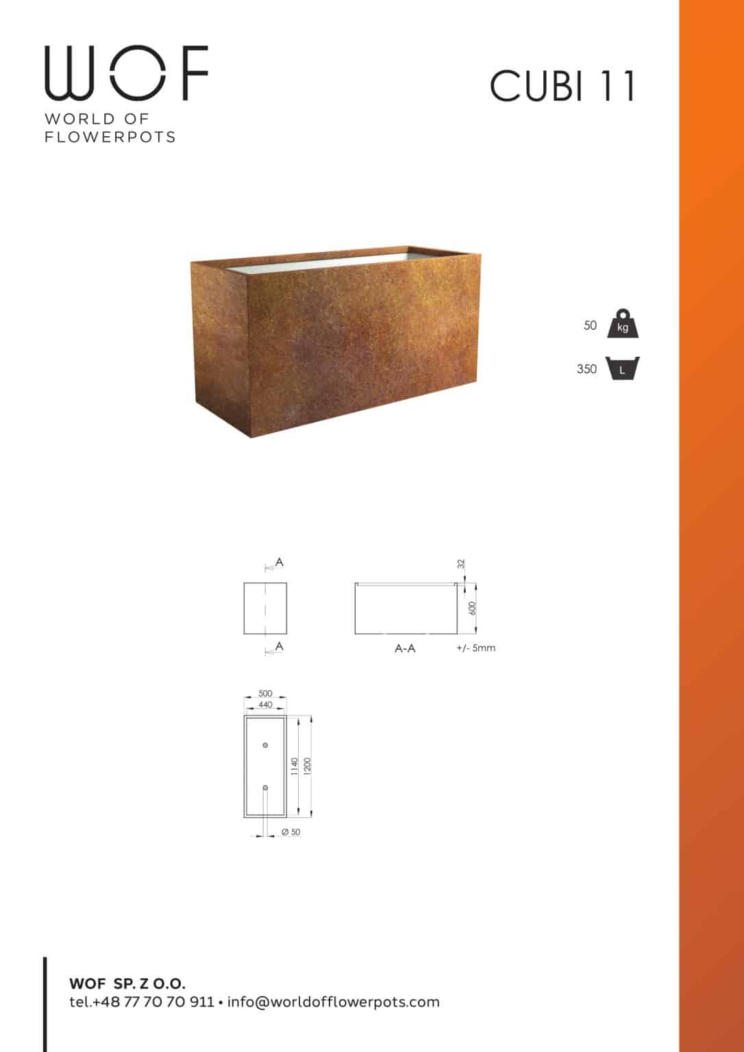 Cubi 11-tech-info corten blacha
