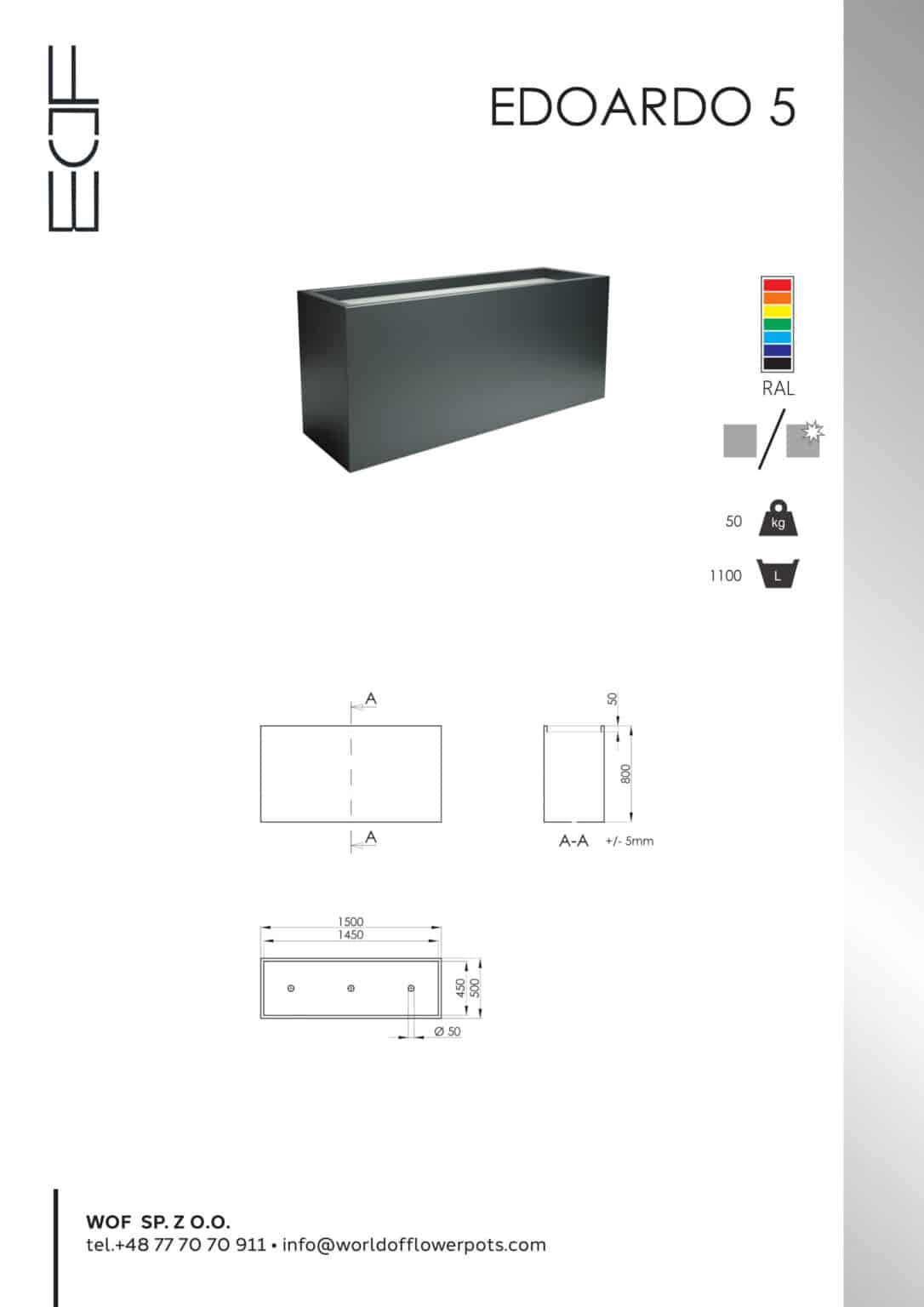 donica aluminiowa Edoardo 5