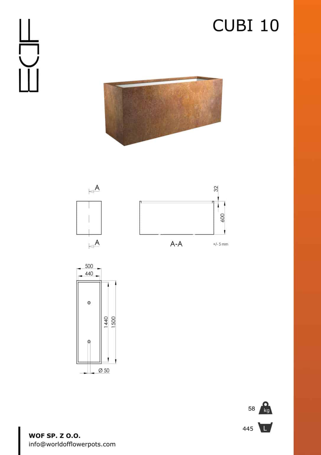 Cubi 10 donice z cortenu