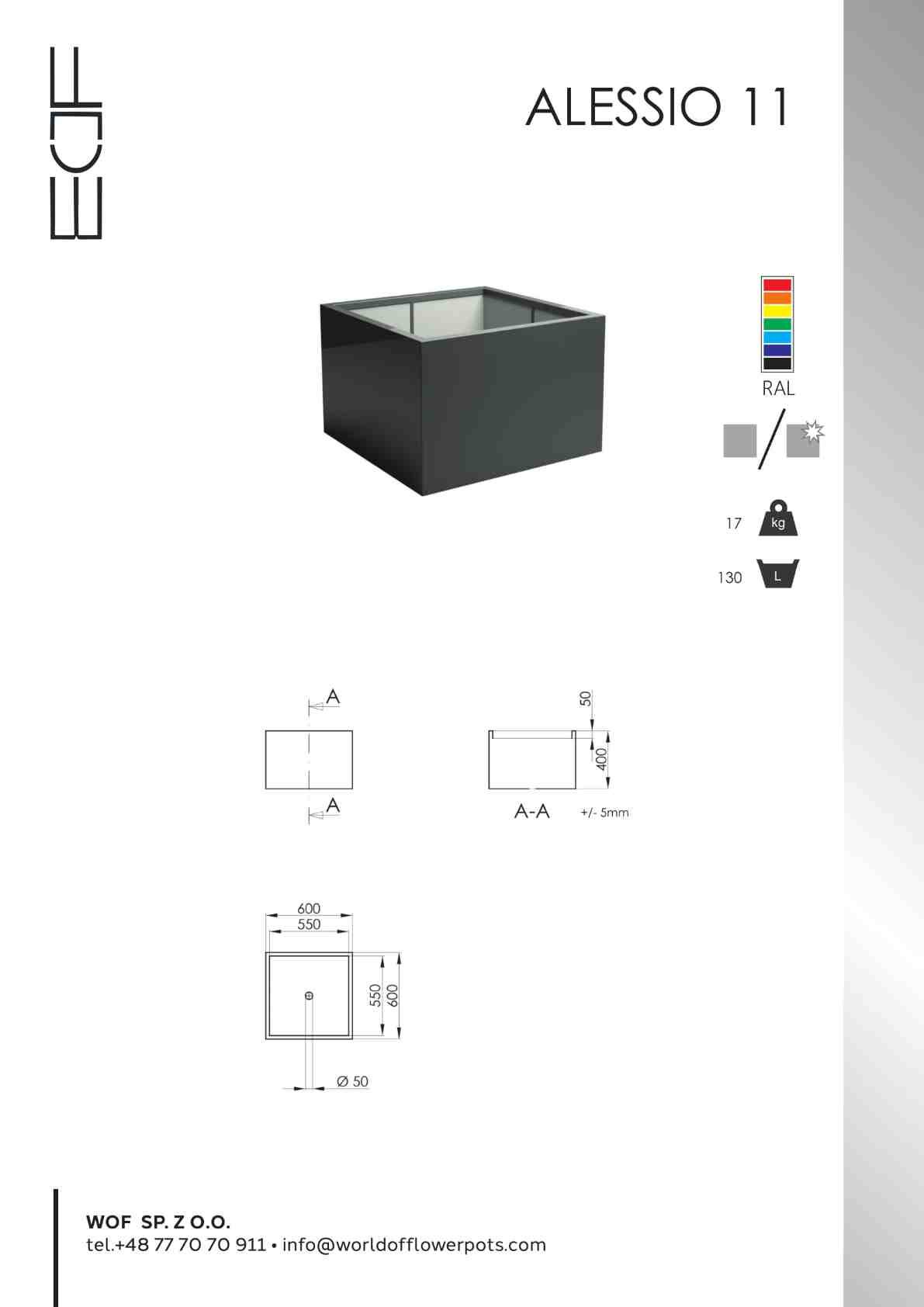 Donica aluminiowa Alessio 11