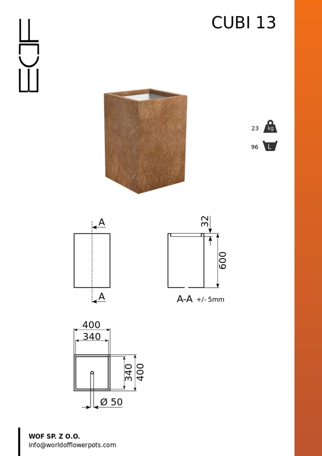Donica corten Cubi 13