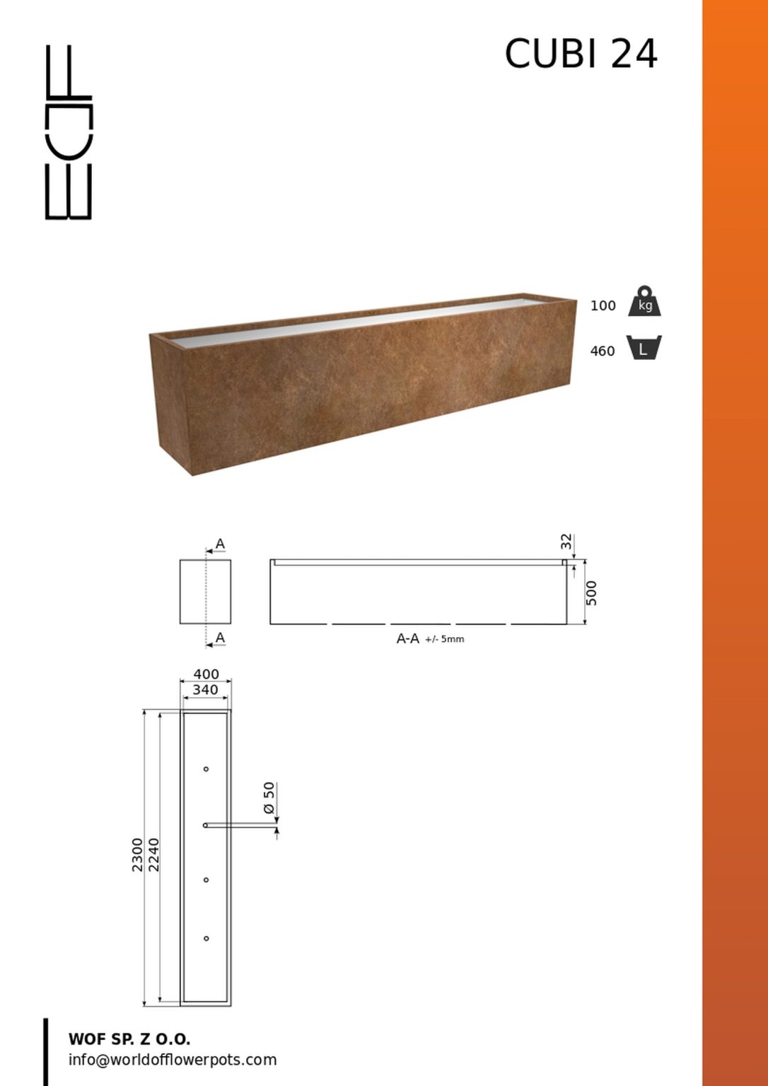 Donica corten Cubi 24