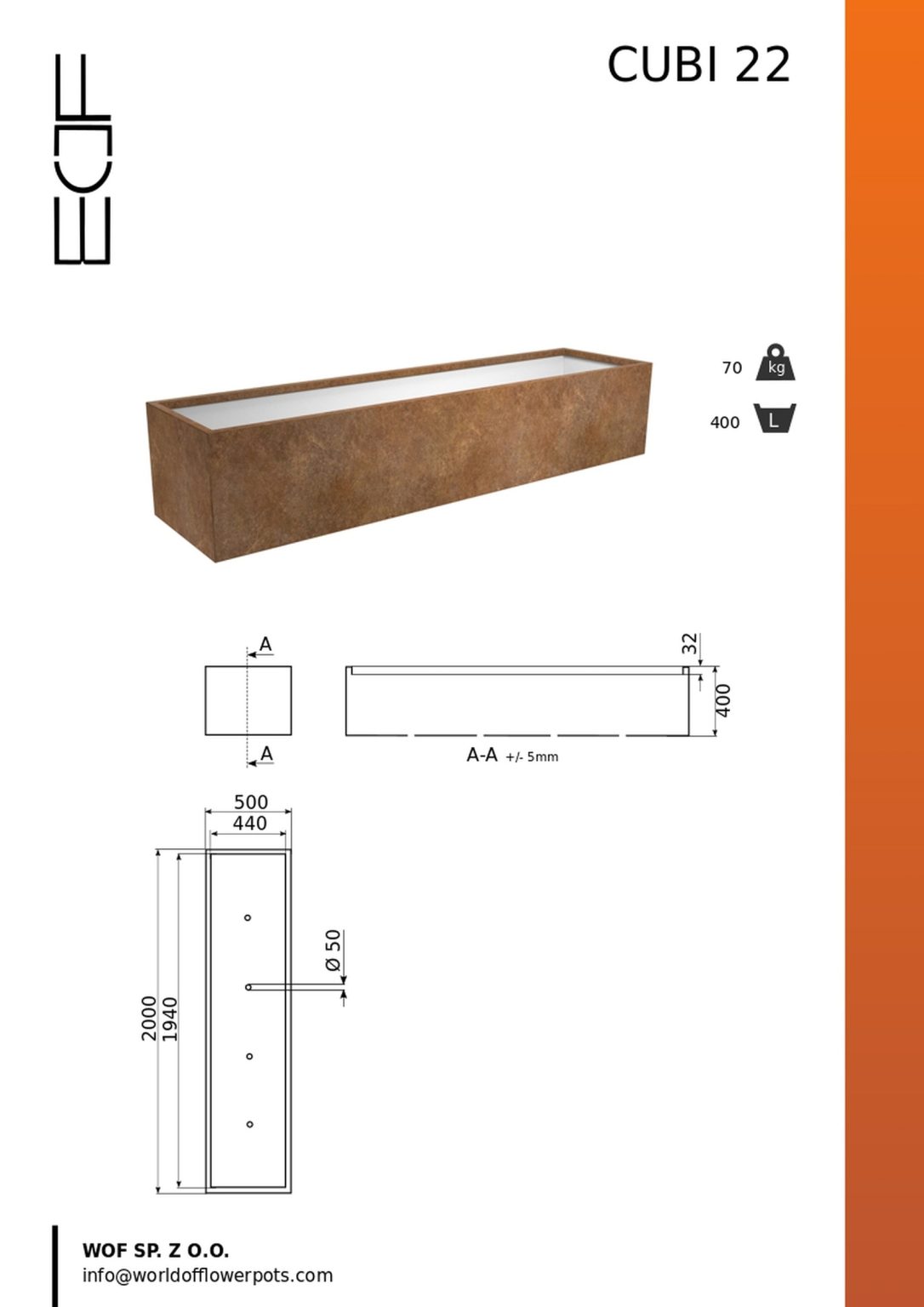 Donica corten Cubi 22