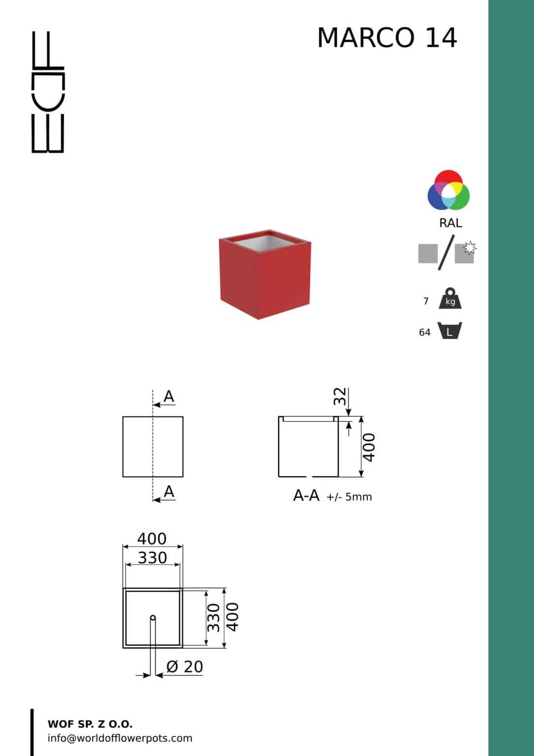 donica czerwona Marco 14-tech info