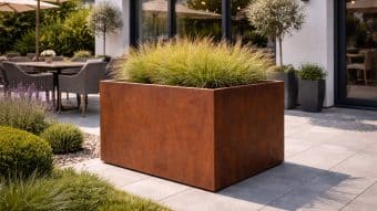 Kawiarnia i elegancki dodatek donica z roślinami