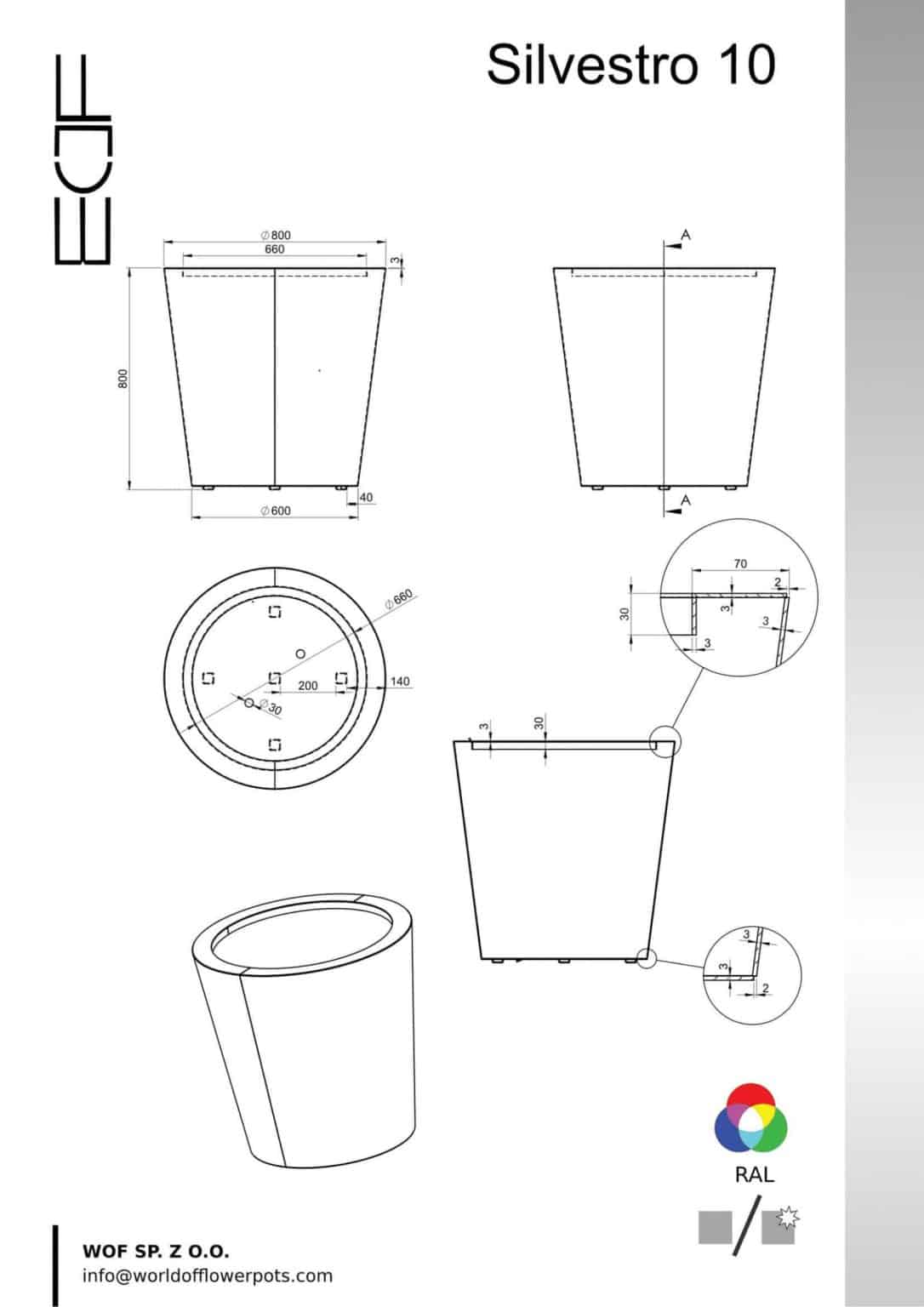 Donica aluminiowa Silvestro 10-tech-info
