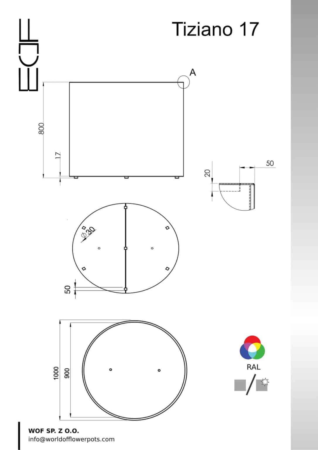 Donica aluminiowa Tiziano 17-tech-info