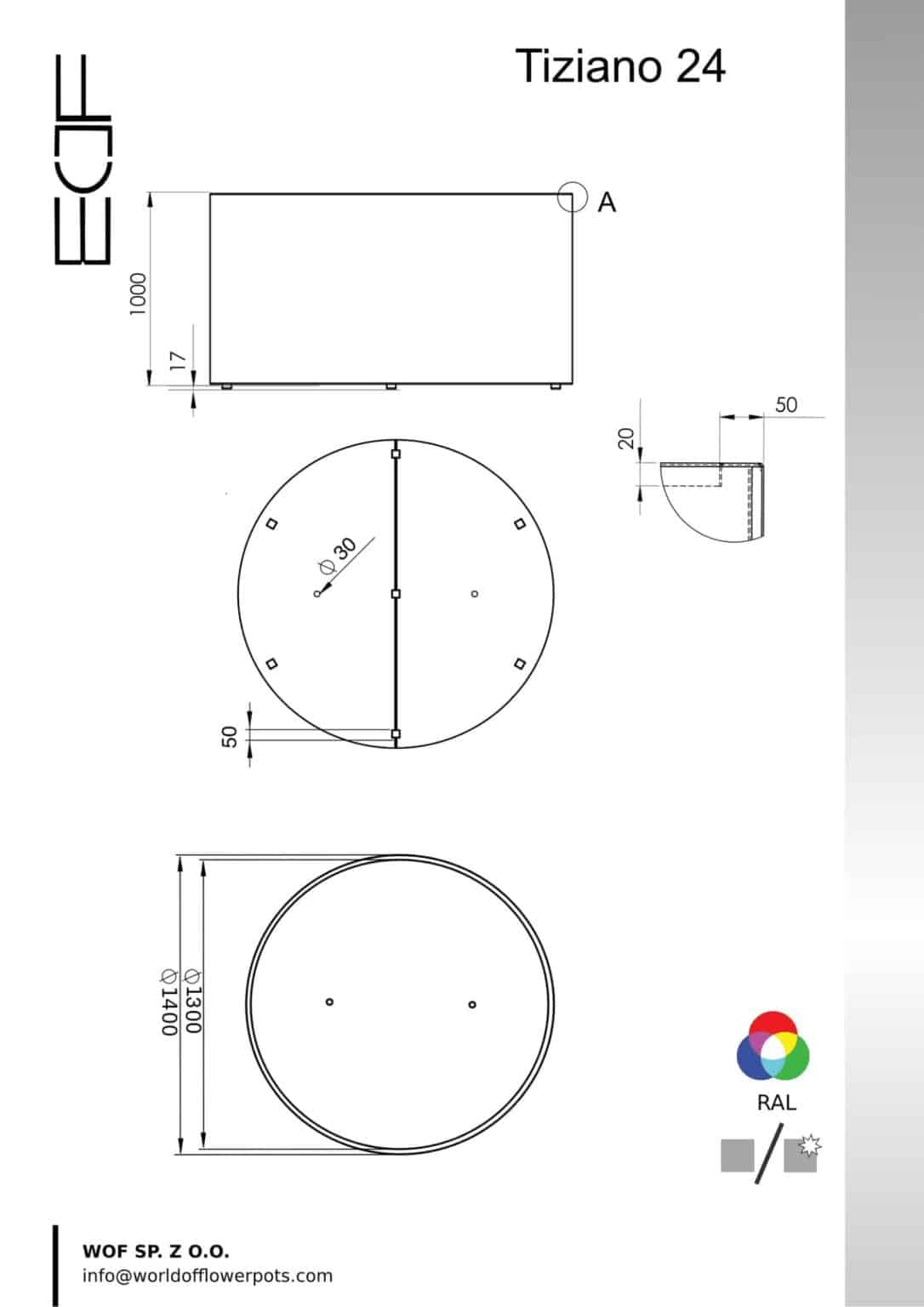 Donica aluminiowa Tiziano 24-tech-info