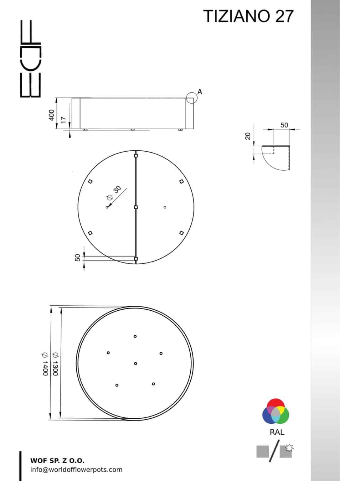 Donica aluminiowa Tiziano 27-tech-info